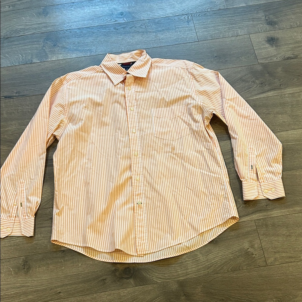 Tommy Hilfiger Men's Peach Striped Button Down Shirt